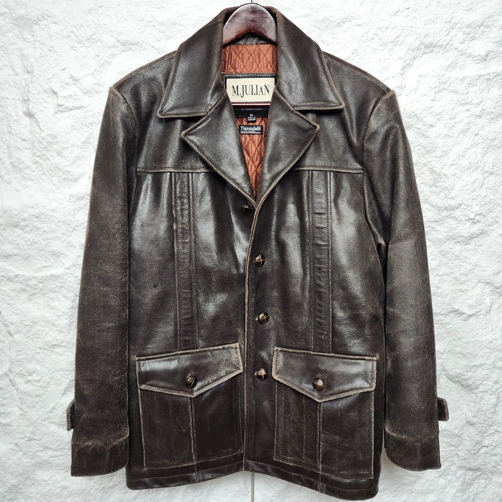 Vintage Wilsons Heavy Leather Jacket Brown Supernatural Mens M Julian Patina